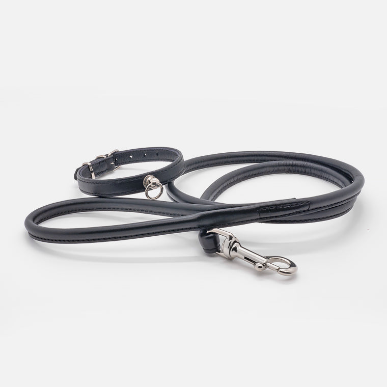 Guinzaglio Tubolare in Pelle NERO