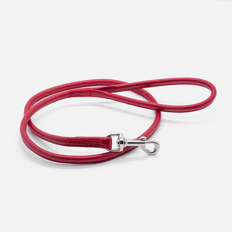 Guinzaglio Tubolare in Pelle ROSSO