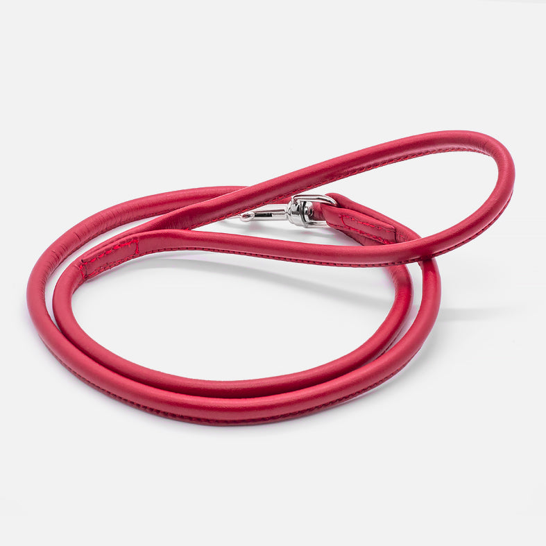 Guinzaglio Tubolare in Pelle ROSSO