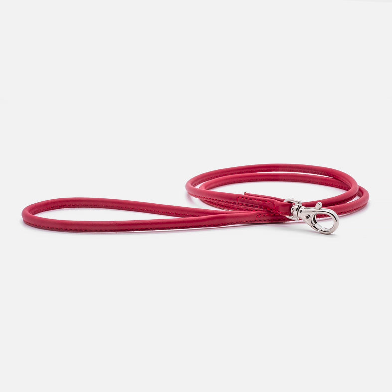 Guinzaglio Tubolare in Pelle ROSSO