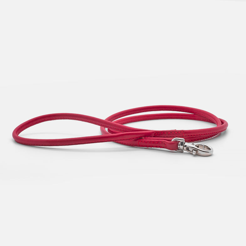 Guinzaglio Tubolare in Pelle ROSSO