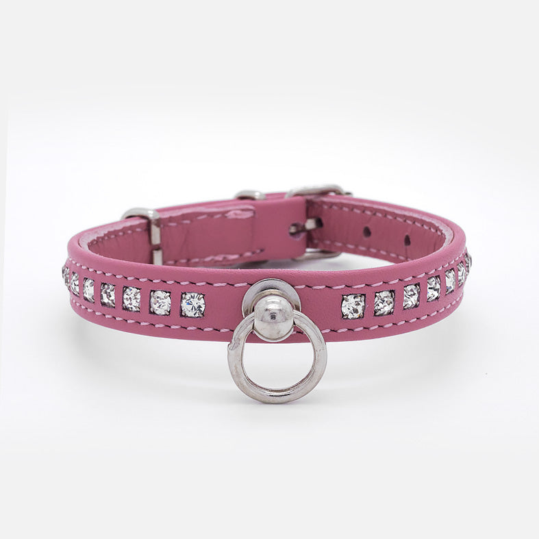 Collare in Pelle Rosa STRASS