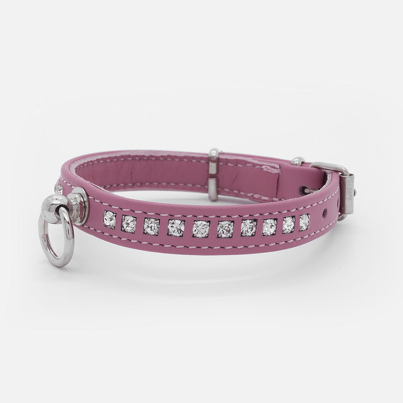 Collare in Pelle Rosa STRASS