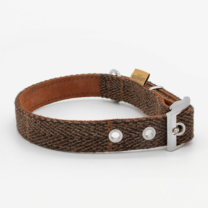Collare in Pelle e Tweed BROWN